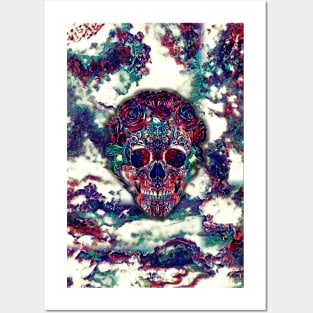 Skull in roses Posters and Art